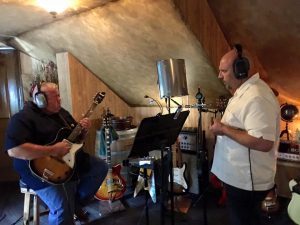 Kevin McCann and Dave Holtzman in the studio during the recording of Hijinx and Tomfoolery.